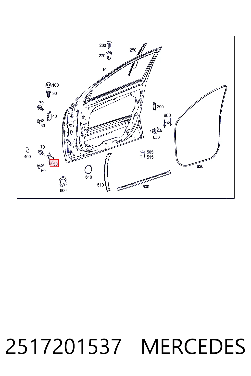 Bisagra de puerta delantera izquierda 2517201537 MERCEDES