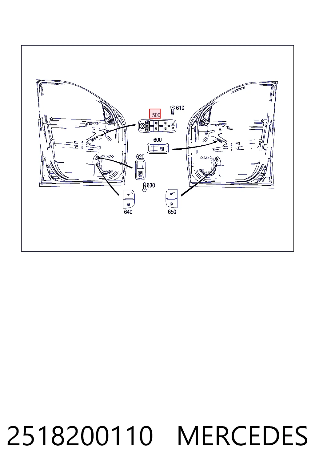 2518200110 Mercedes Unidad de control de elevalunas delantera izquierda