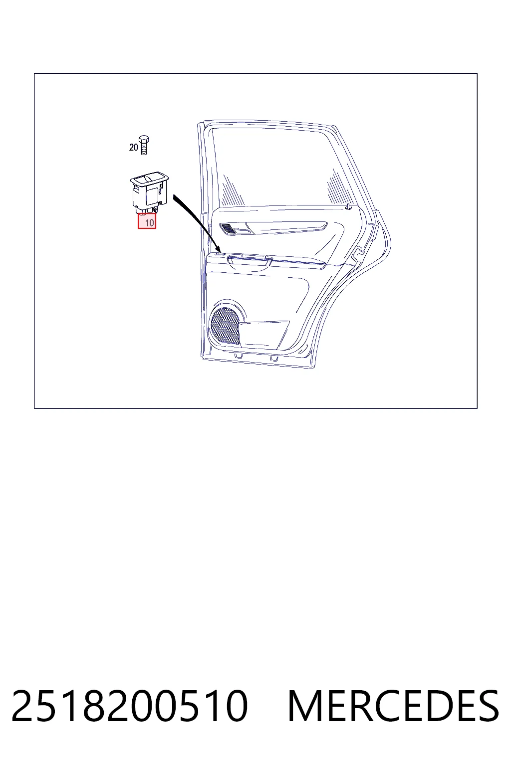 2518200510 Mercedes Unidad de control de elevalunas delantero derecho