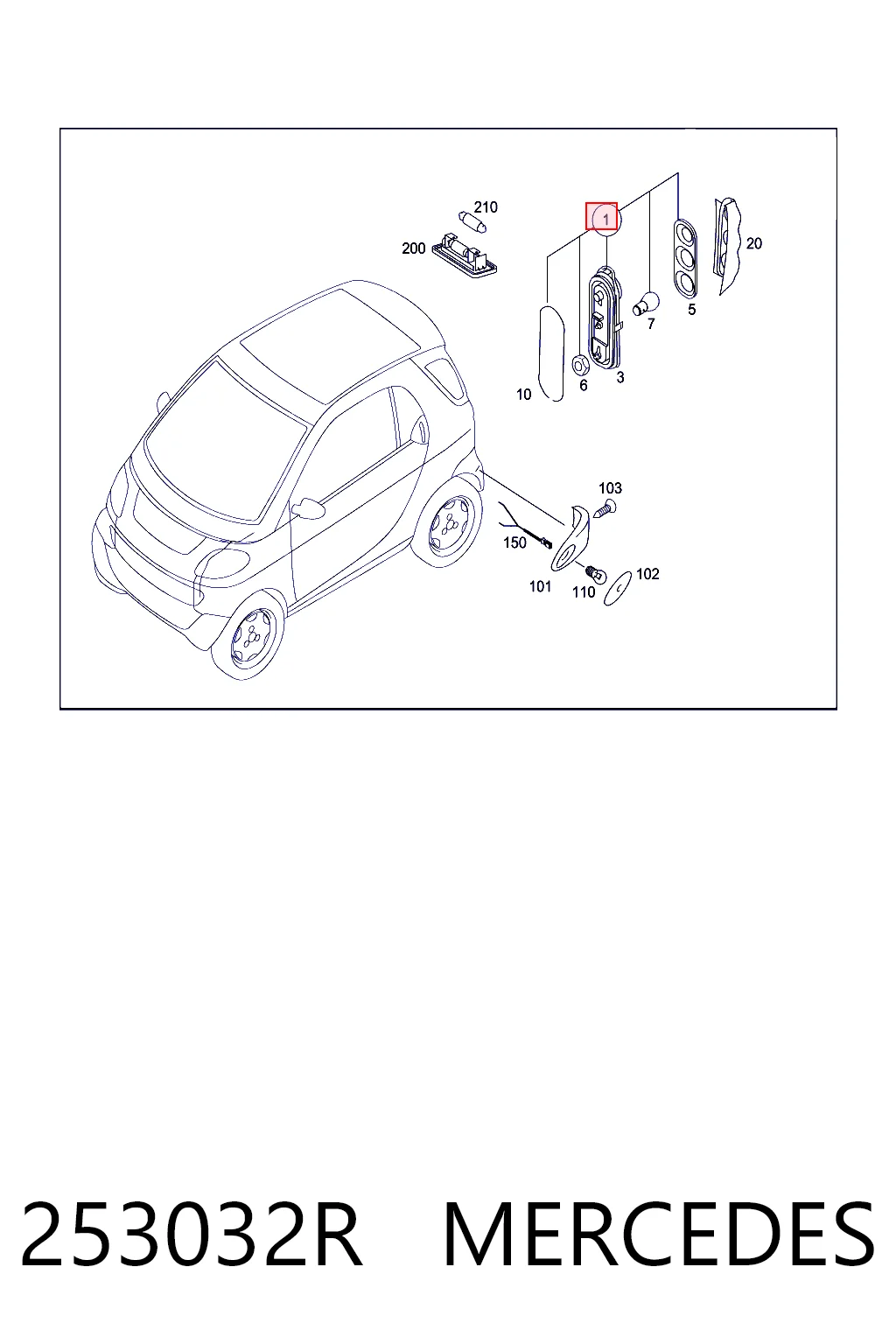 Piloto trasero derecho para Smart FORTWO  450