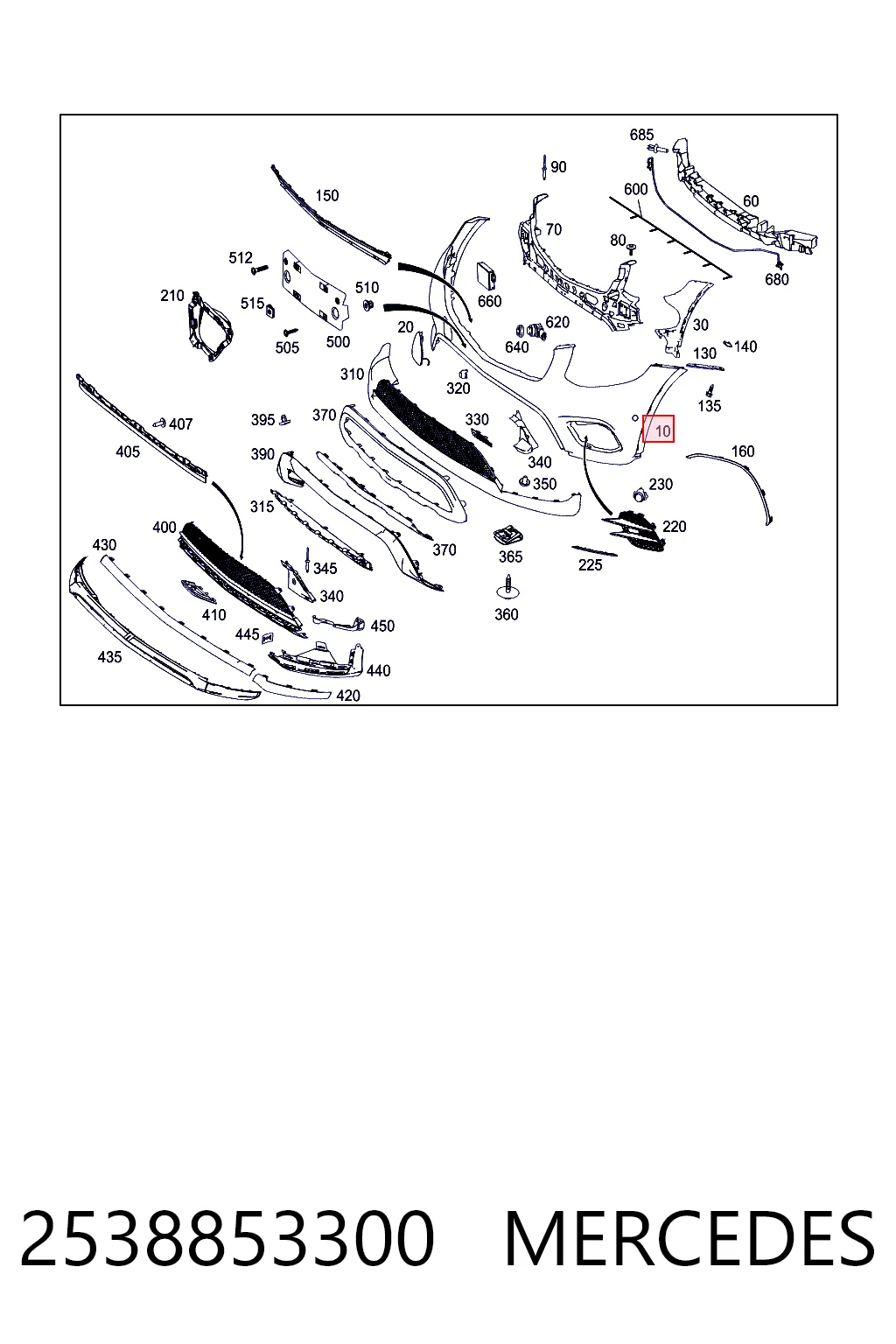 2538853300 Mercedes Paragolpes delantero