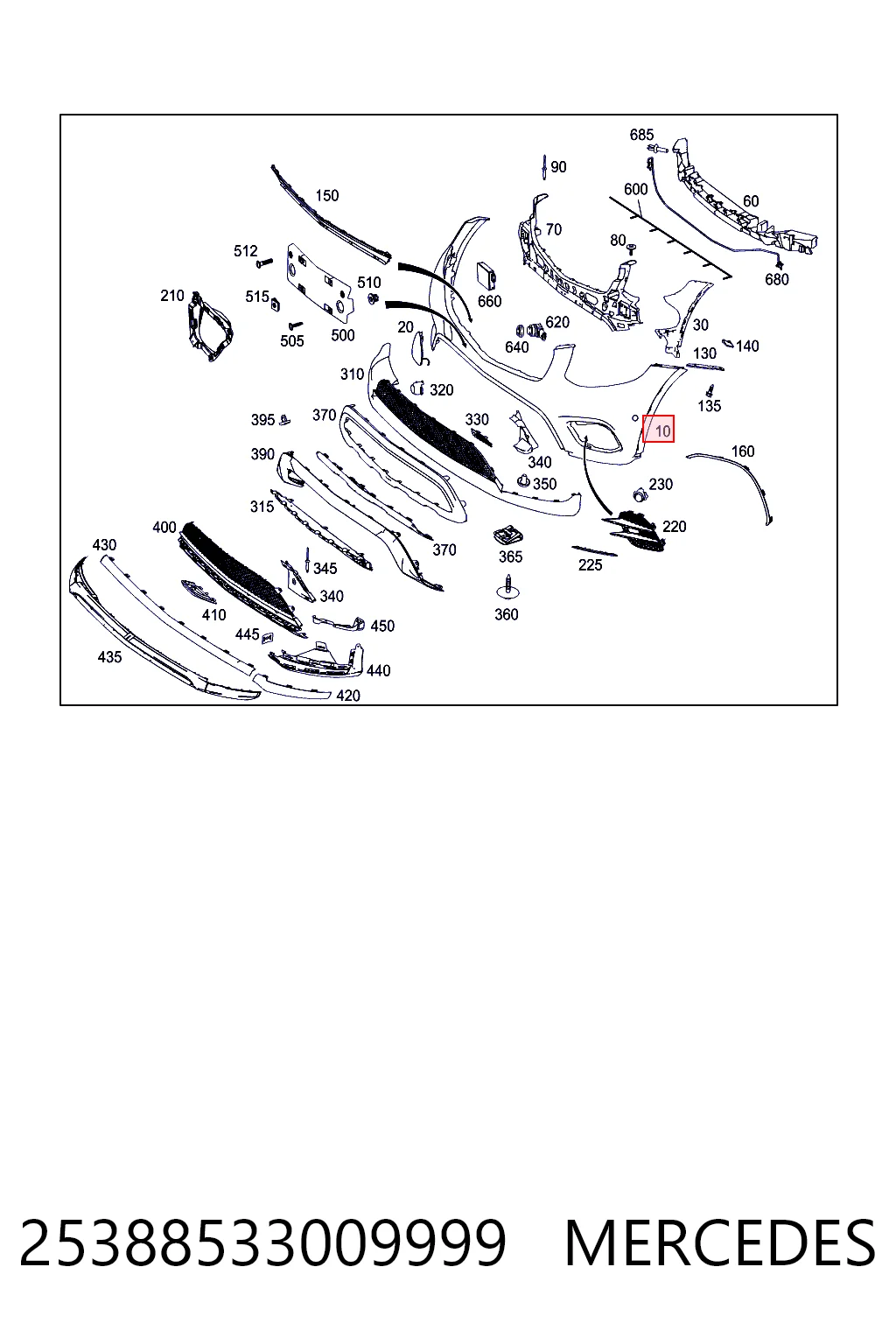 25388533009999 Mercedes Paragolpes delantero