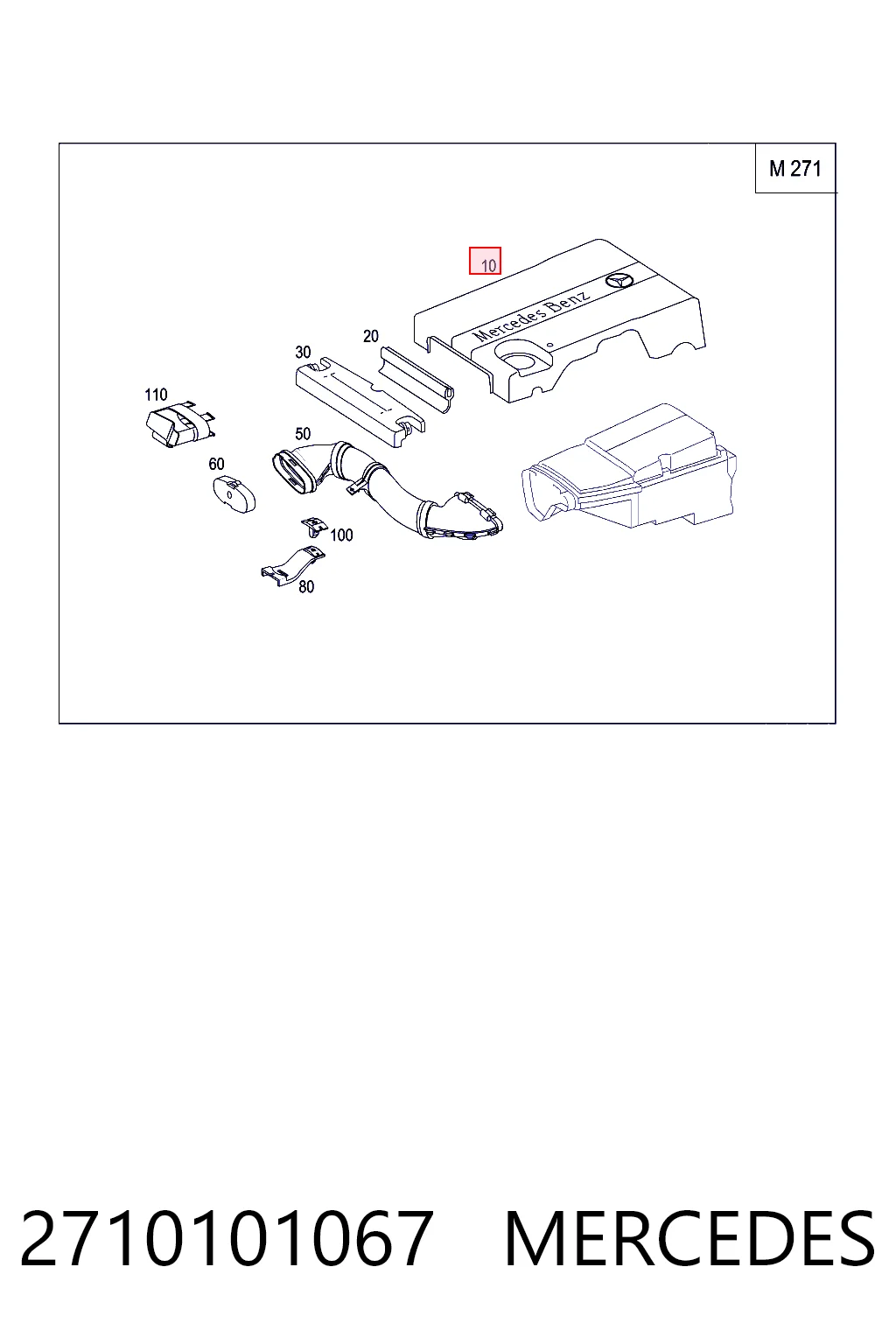 Cubierta decorativa del motor 2710101067 MERCEDES