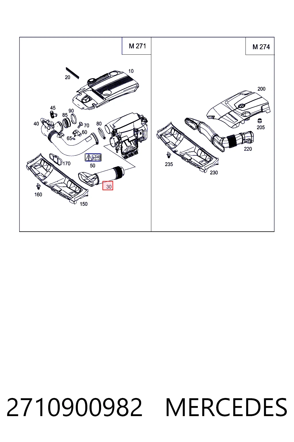 2710900982 Mercedes Tubo flexible de aspiración, filtro de aire