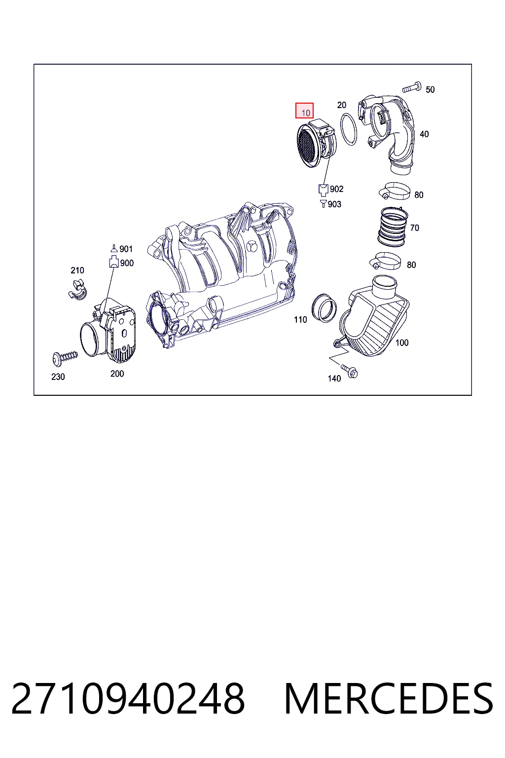 2710940248 Mercedes Sensor de flujo de aire