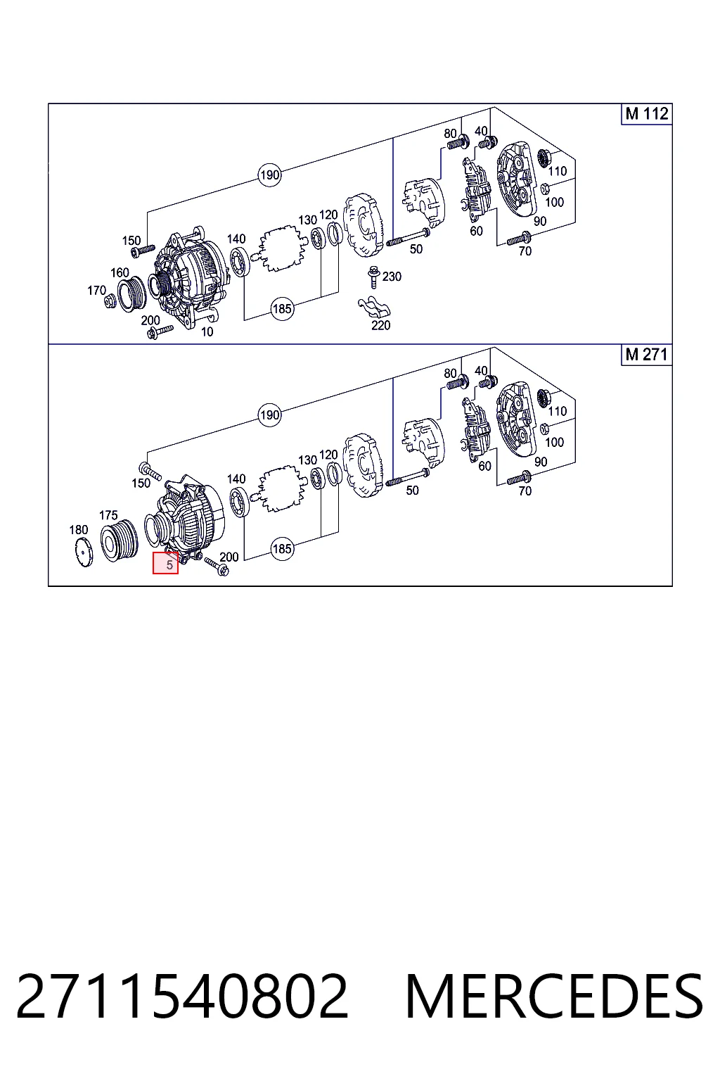 2711540802 Mercedes Alternador de coche