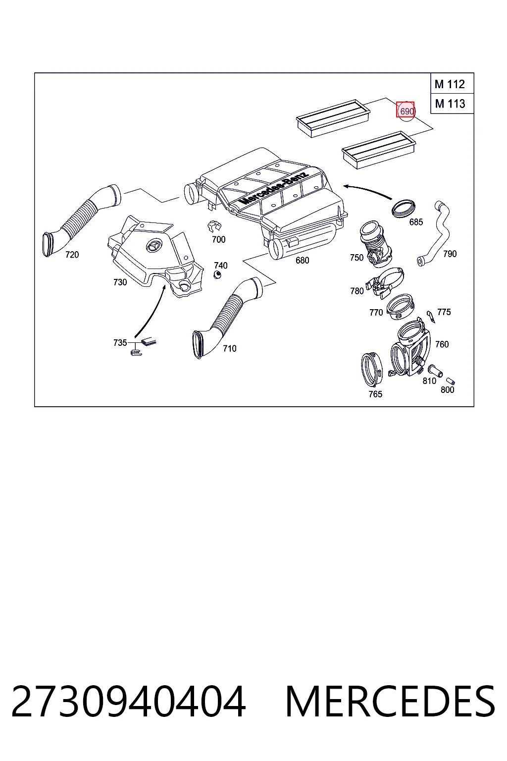 2730940404 Mercedes Filtro de aire de motor
