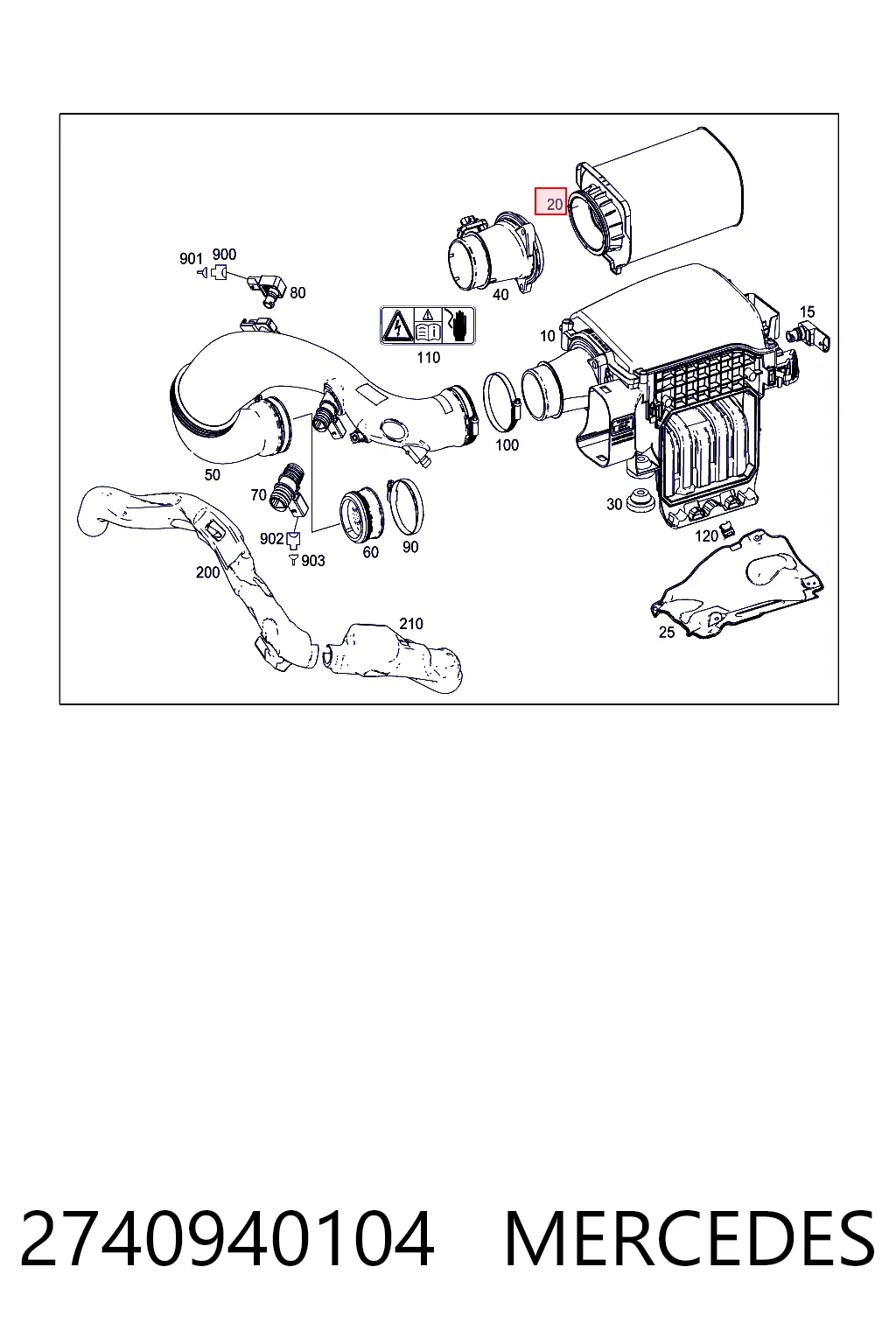 2740940104 Mercedes Filtro de aire de motor