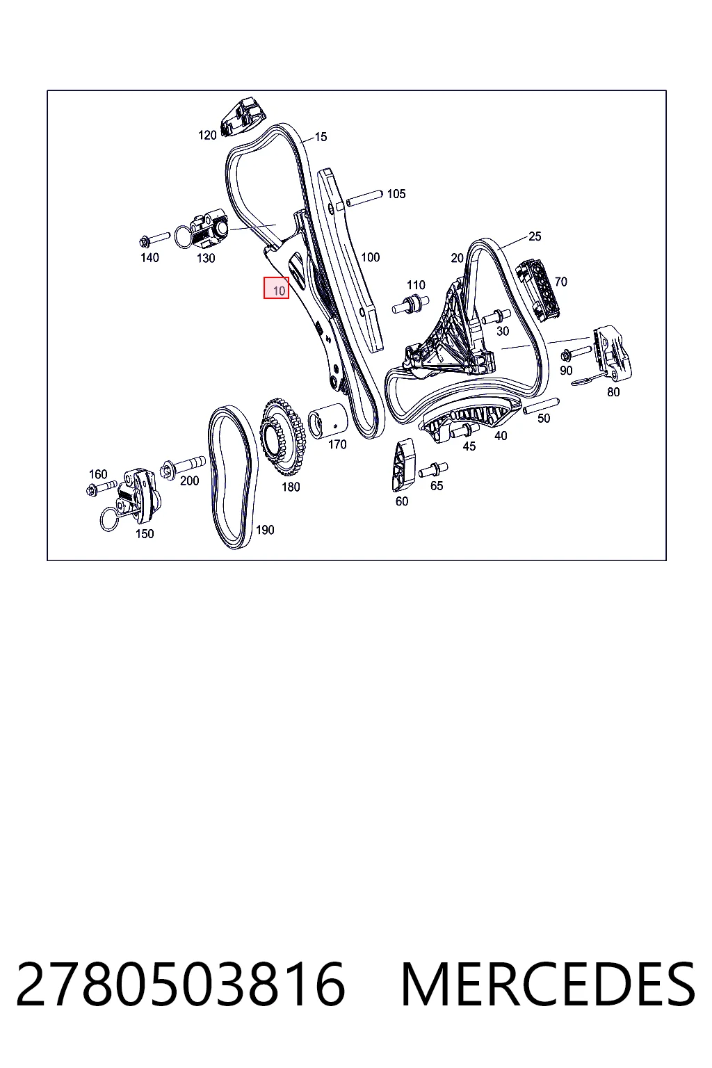 2780503816 Mercedes Guía del tensor de la cadena de distribución