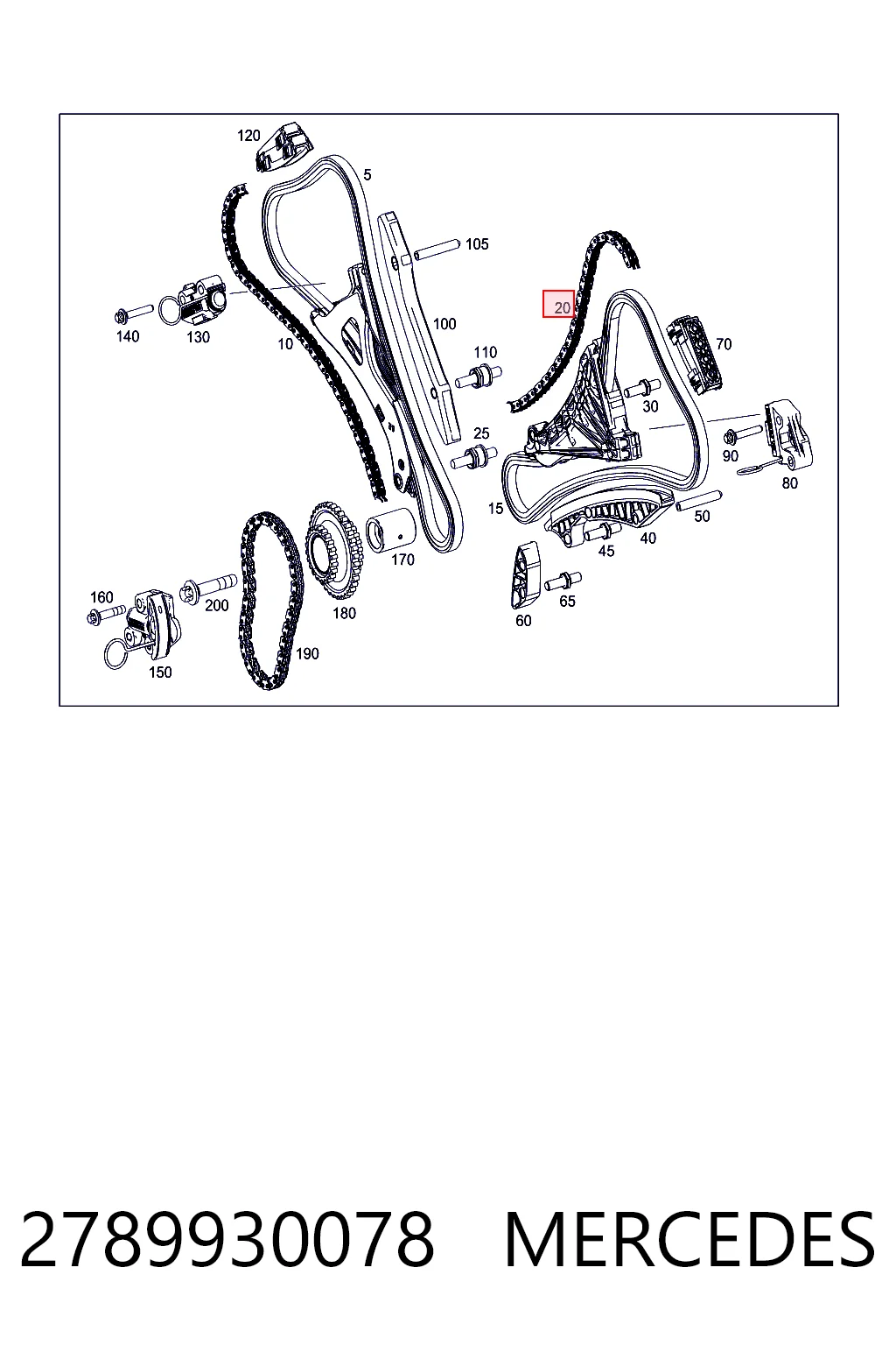 2789930078 Mercedes Cadena de distribución derecha