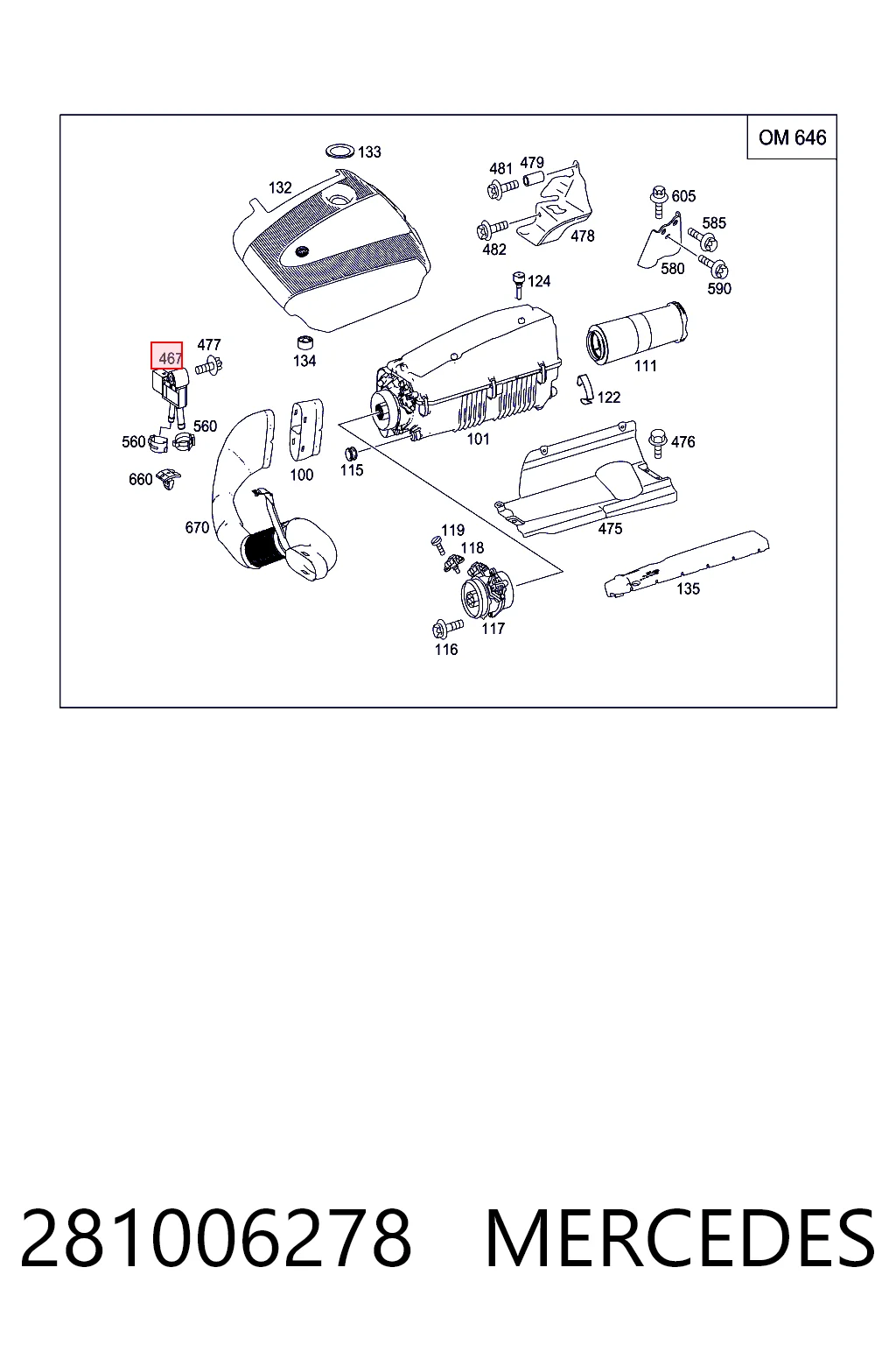 Sensor de presión de gases de escape 281006278 MERCEDES