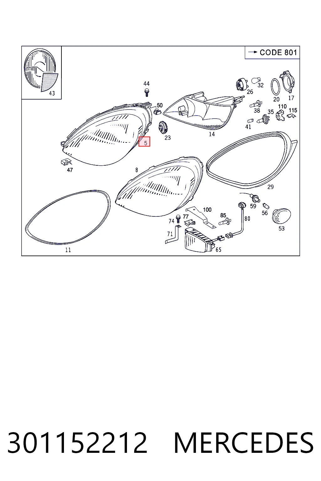 Faro derecho Mercedes A hatchback (W168) (1997 - 2004) precio, desde 53,72 EUR