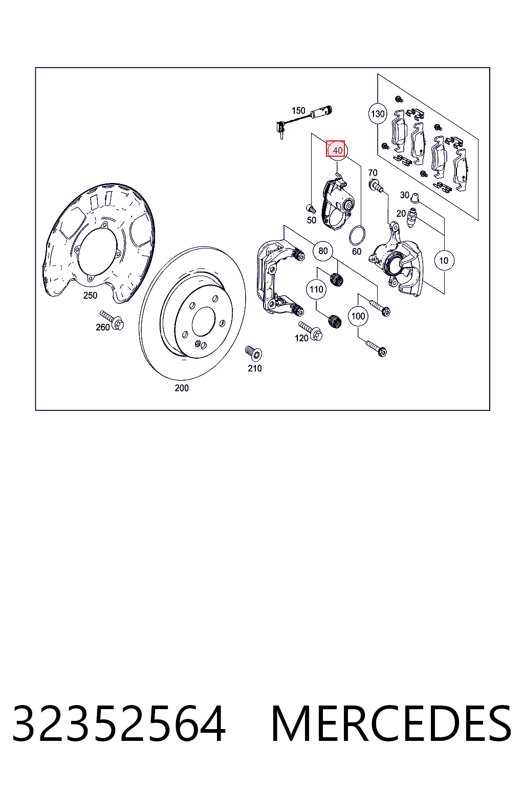 32352564 Mercedes Motor del actuador de la pinza de freno trasera