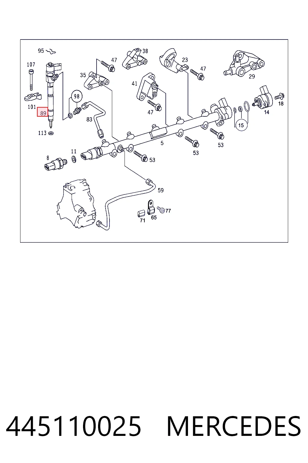 445110025 Mercedes Inyector de combustible