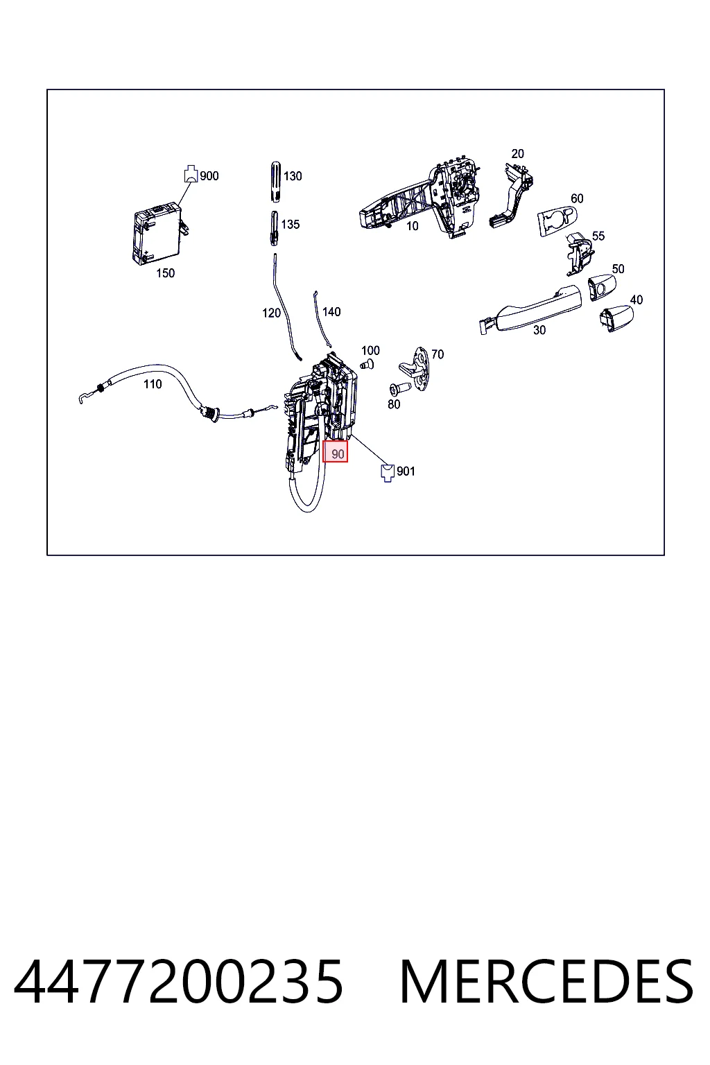 4477200235 Mercedes Cerradura de puerta delantera derecha