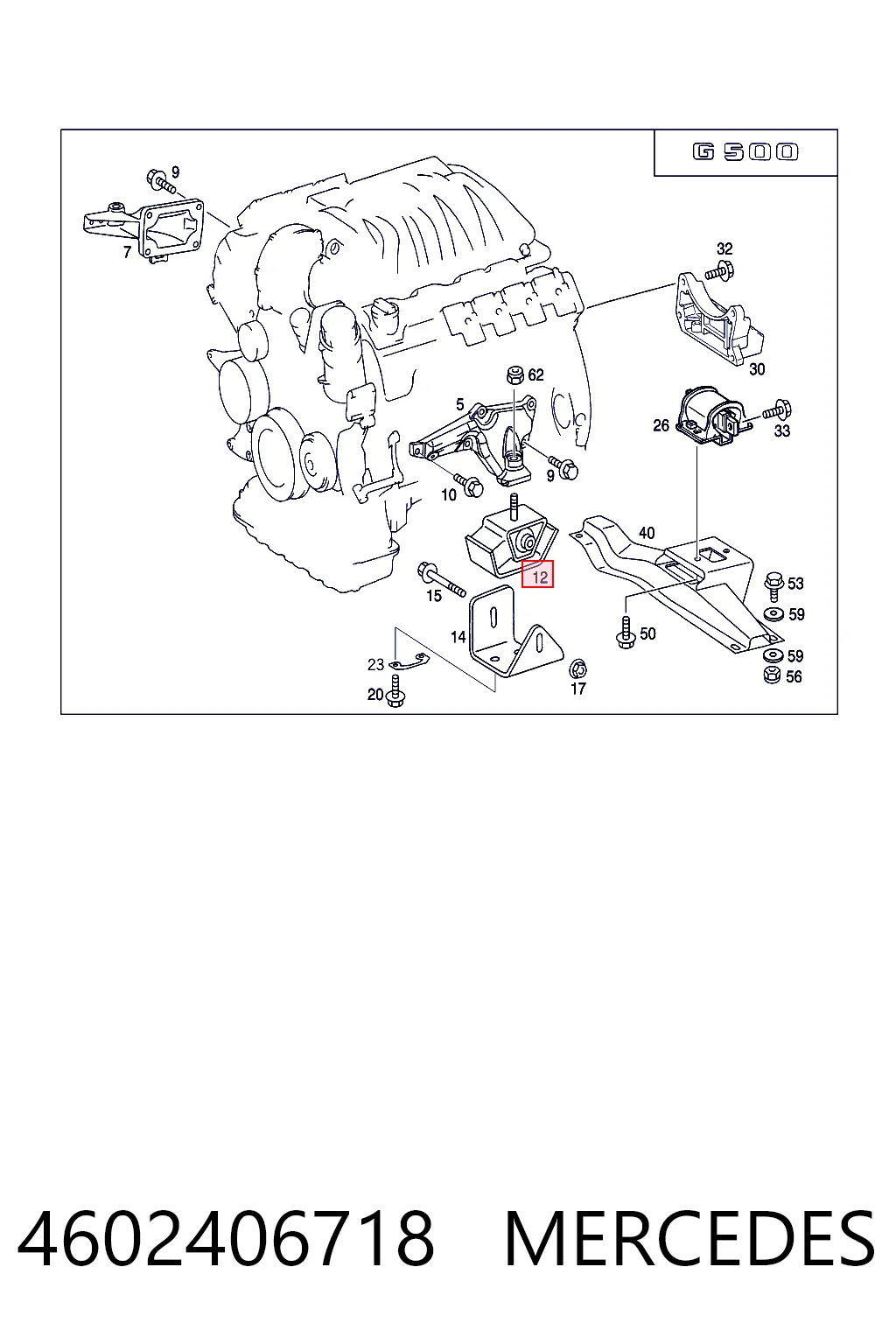 4602406718 Mercedes Almohada del Motor Izquierda / Derecha