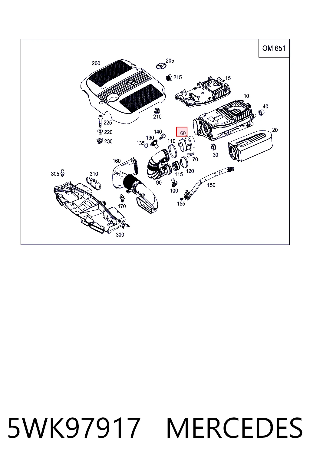 5WK97917 Mercedes Sensor de flujo de aire