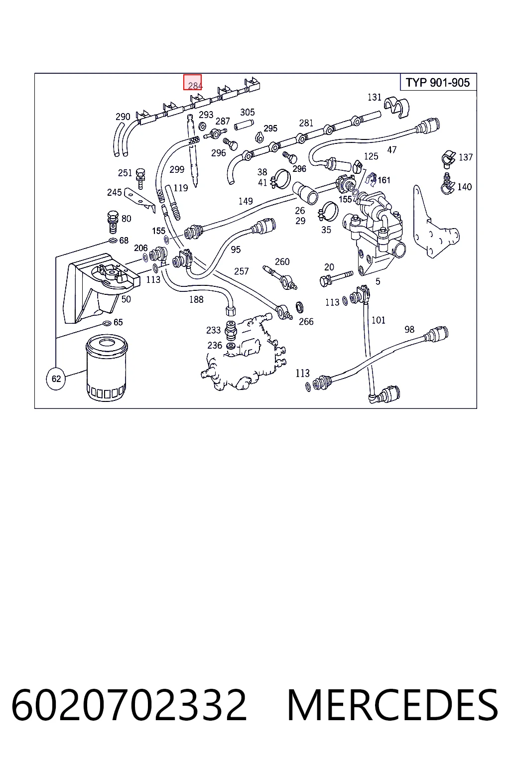 6020702332 Mercedes Tubo flexible, combustible de fuga 