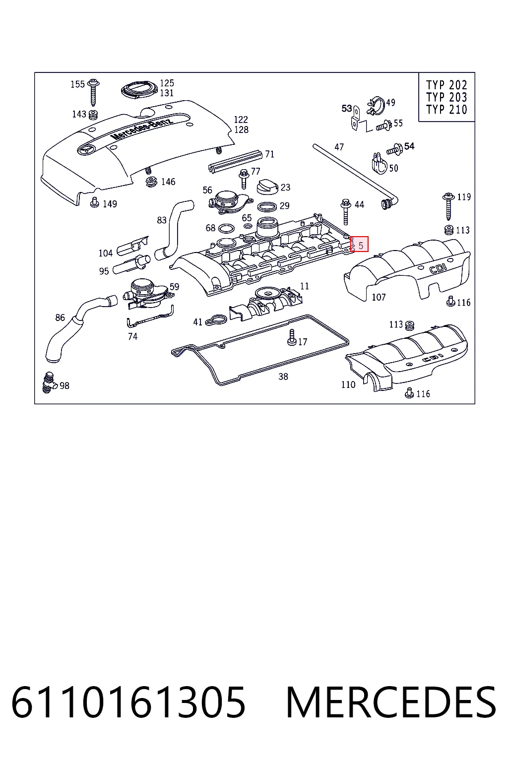 Tapa de culata para Mercedes E  S210