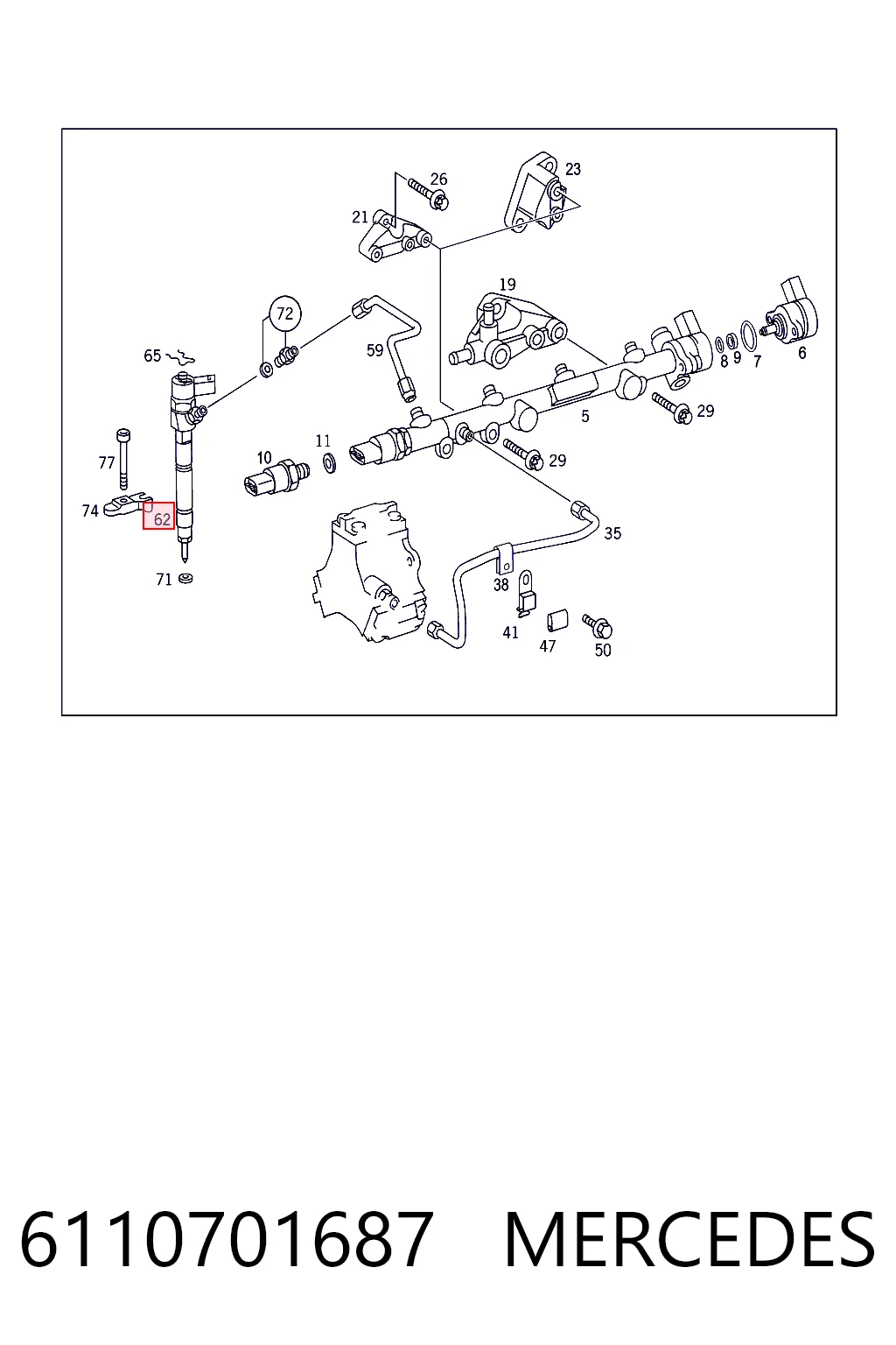 6110701687 Mercedes Inyector de combustible