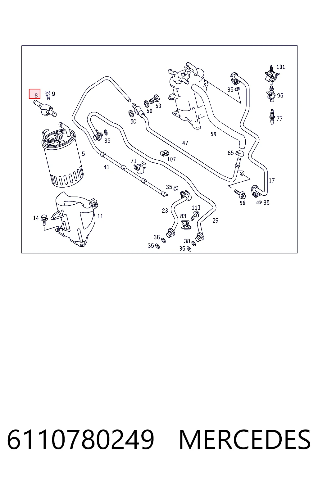 Válvula de retorno de combustible 6110780249 MERCEDES