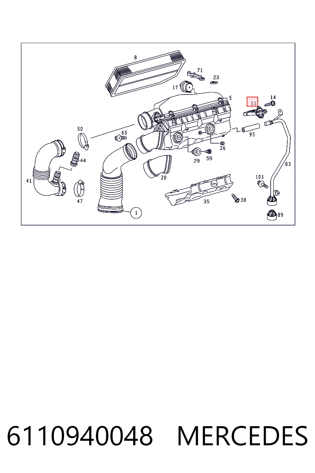 6110940048 Mercedes Sensor de flujo de aire
