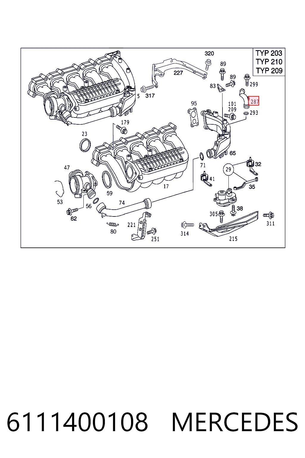 6111400108 Mercedes Racor del radiador EGR