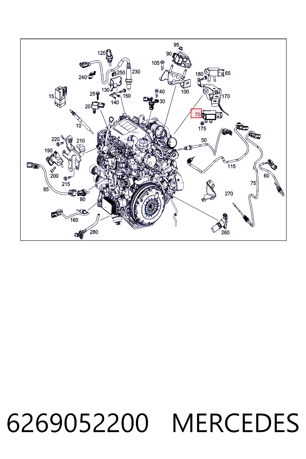 Sensor de presión de gases de escape 6269052200 MERCEDES