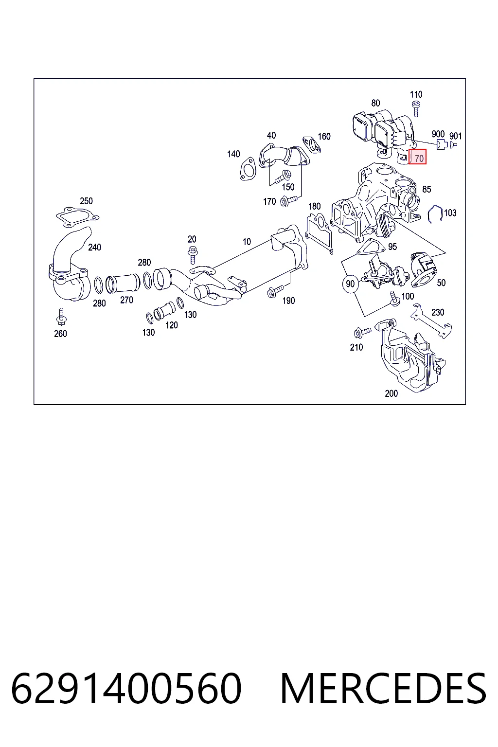 Válvula EGR de recirculación de gases 6291400560 MERCEDES