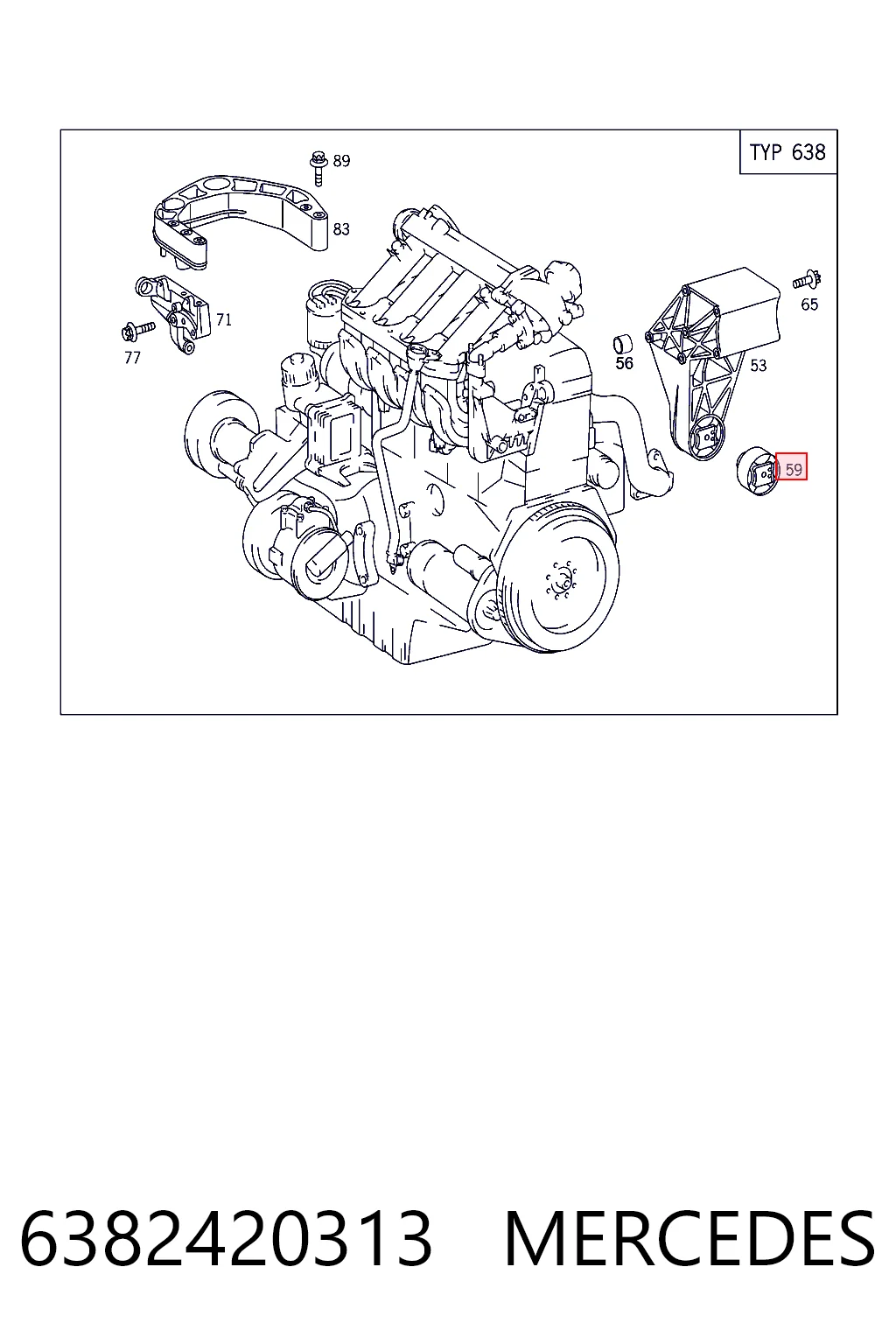 6382420313 Mercedes Soporte trasero de motor con silentblock