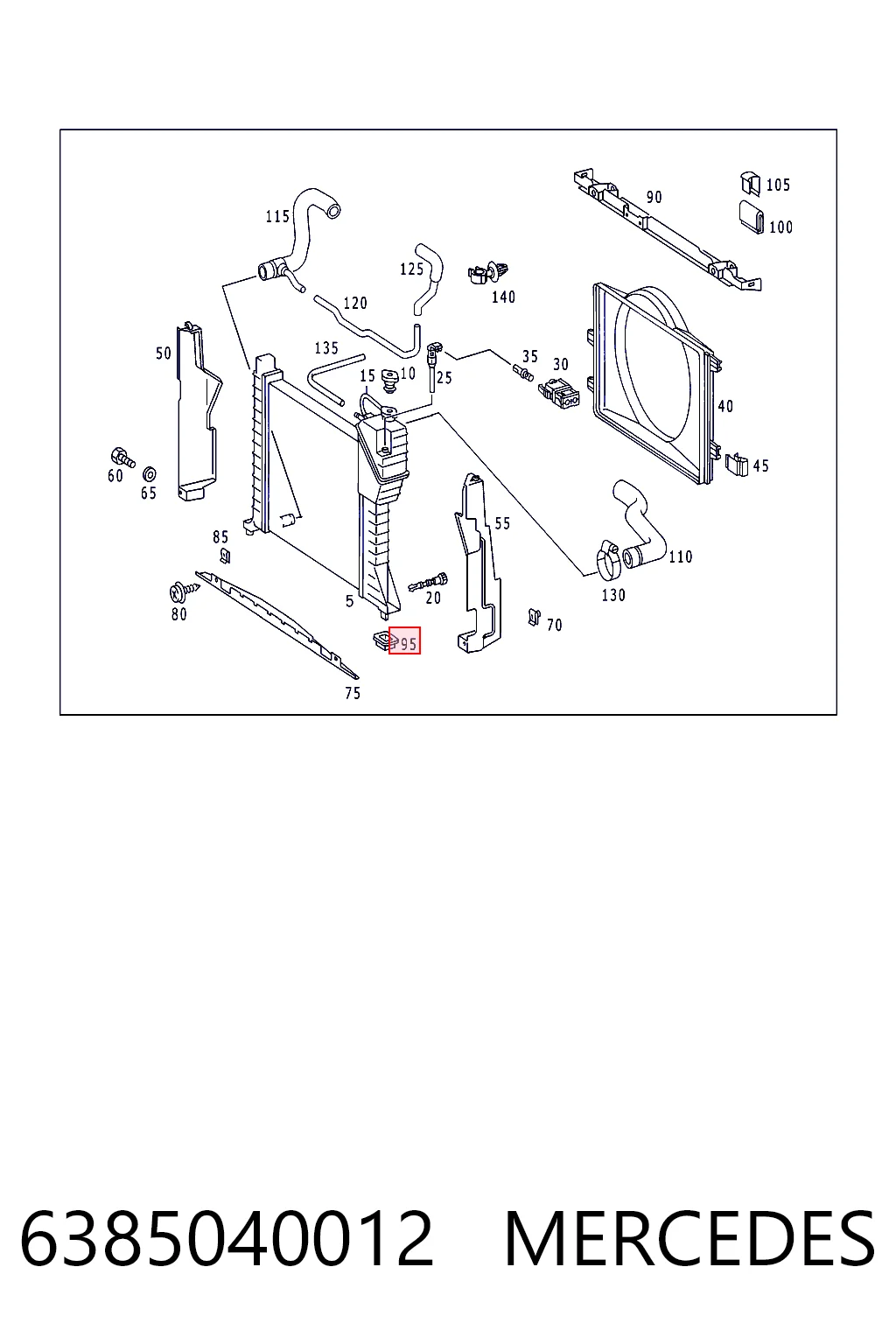 6385040012 Mercedes Soporte inferior de fijación del radiador