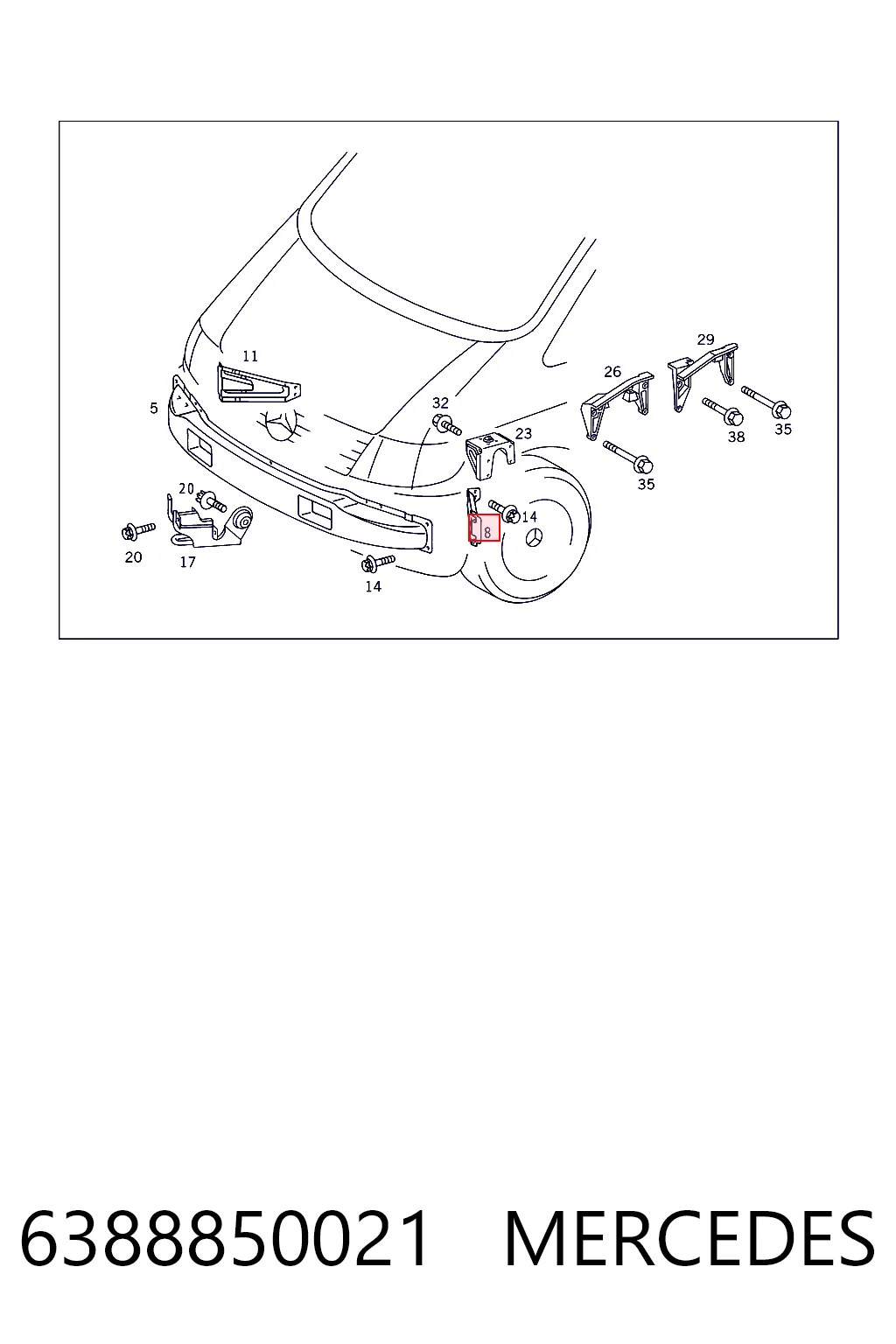 Soporte de parachoques delantero Mercedes Vito I furgoneta (638) (1997 - 2003) precio, desde 16,30 EUR