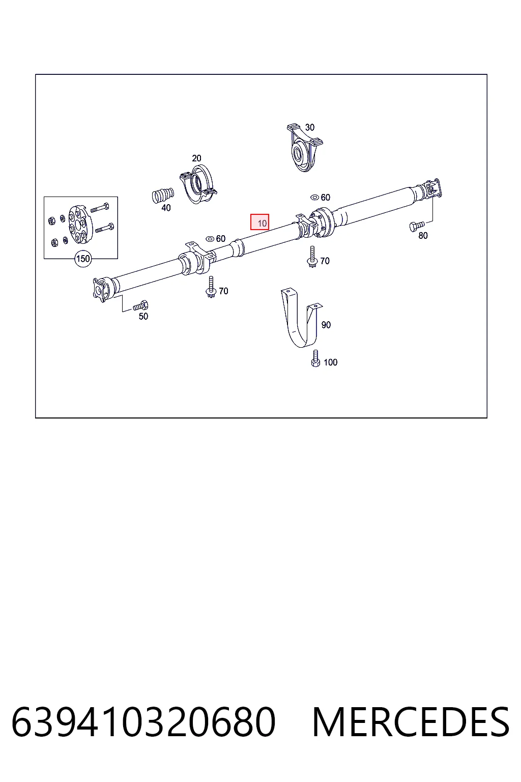 639410320680 Mercedes Árbol cardán trasero completo