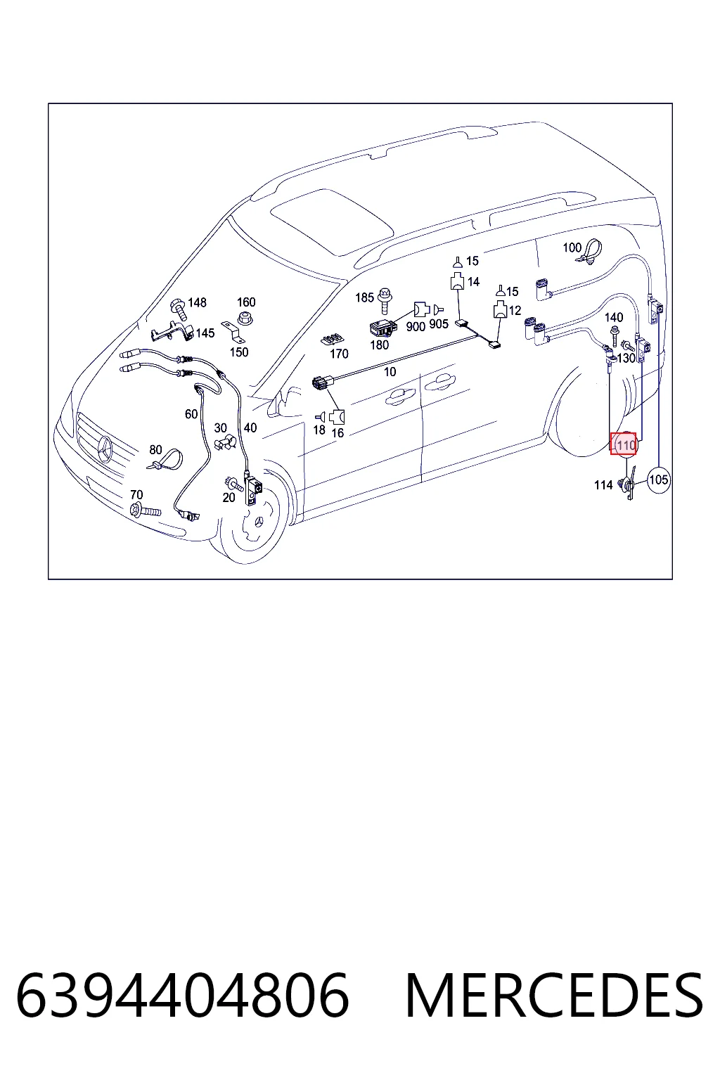 6394404806 Mercedes Sensor ABS, rueda trasera derecha