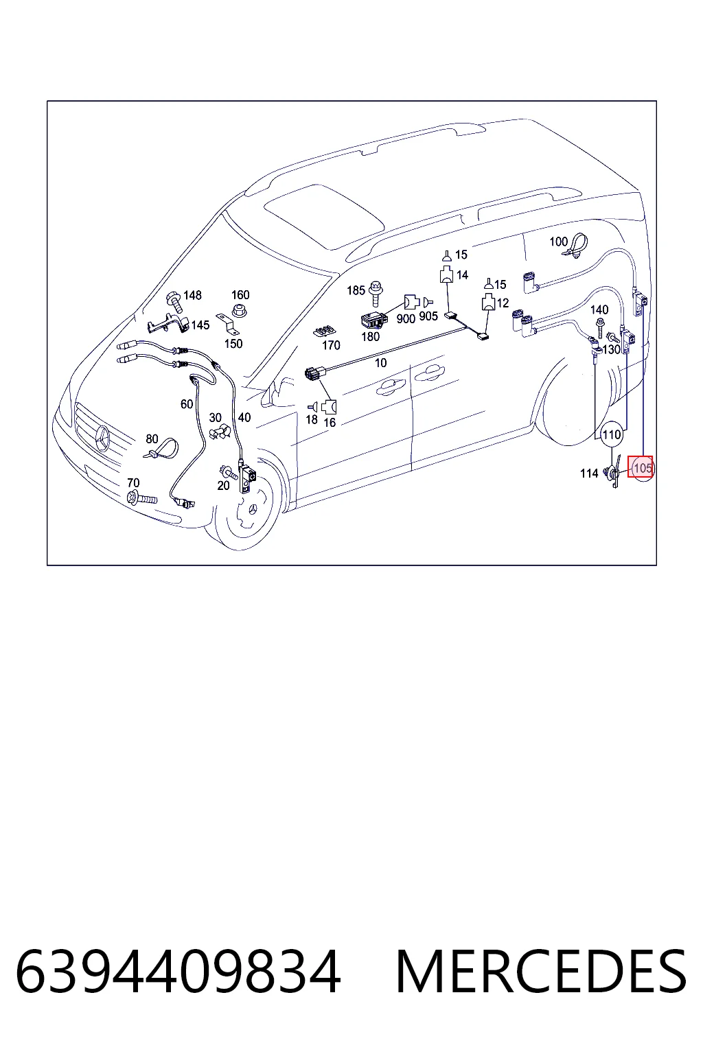 6394409834 Mercedes Sensor ABS, rueda trasera derecha