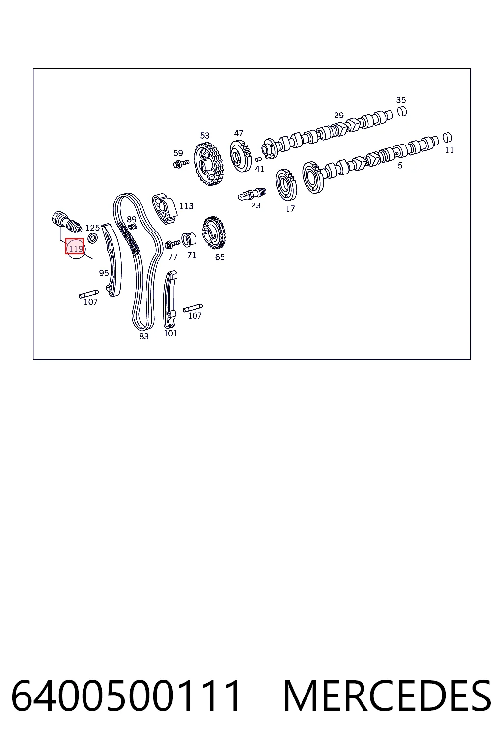Tensor de cadena de distribución Mercedes B monovolumen (W245) (2005 - 2011) precio, desde 41,38 EUR