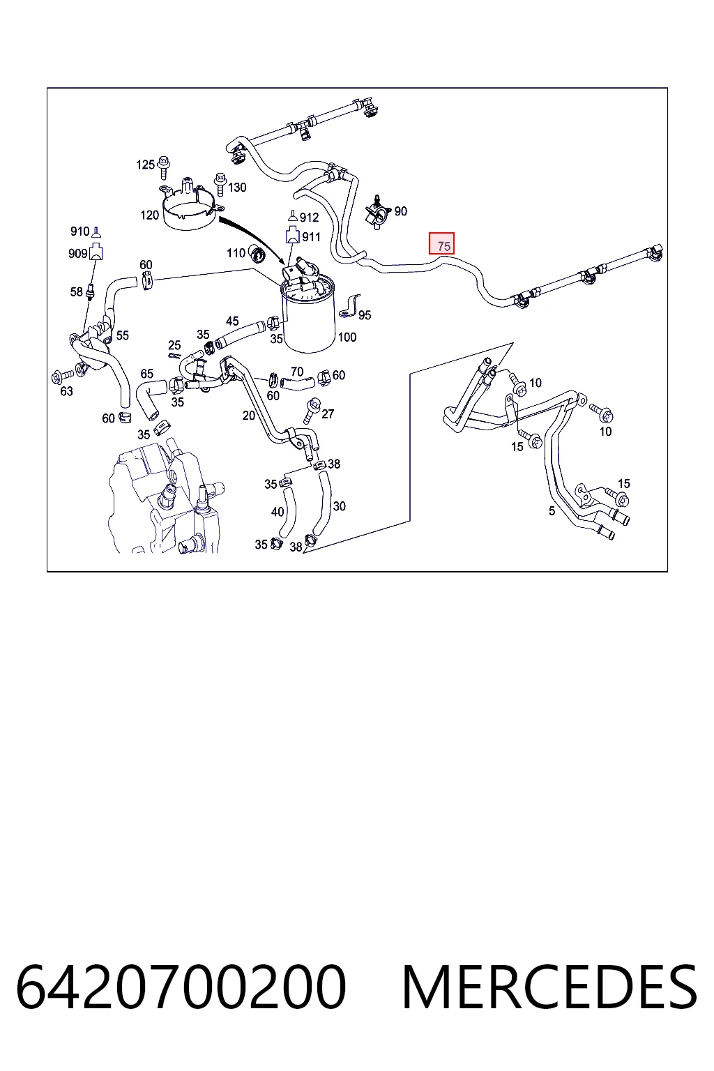 6420700200 Mercedes Tubo flexible, combustible de fuga 