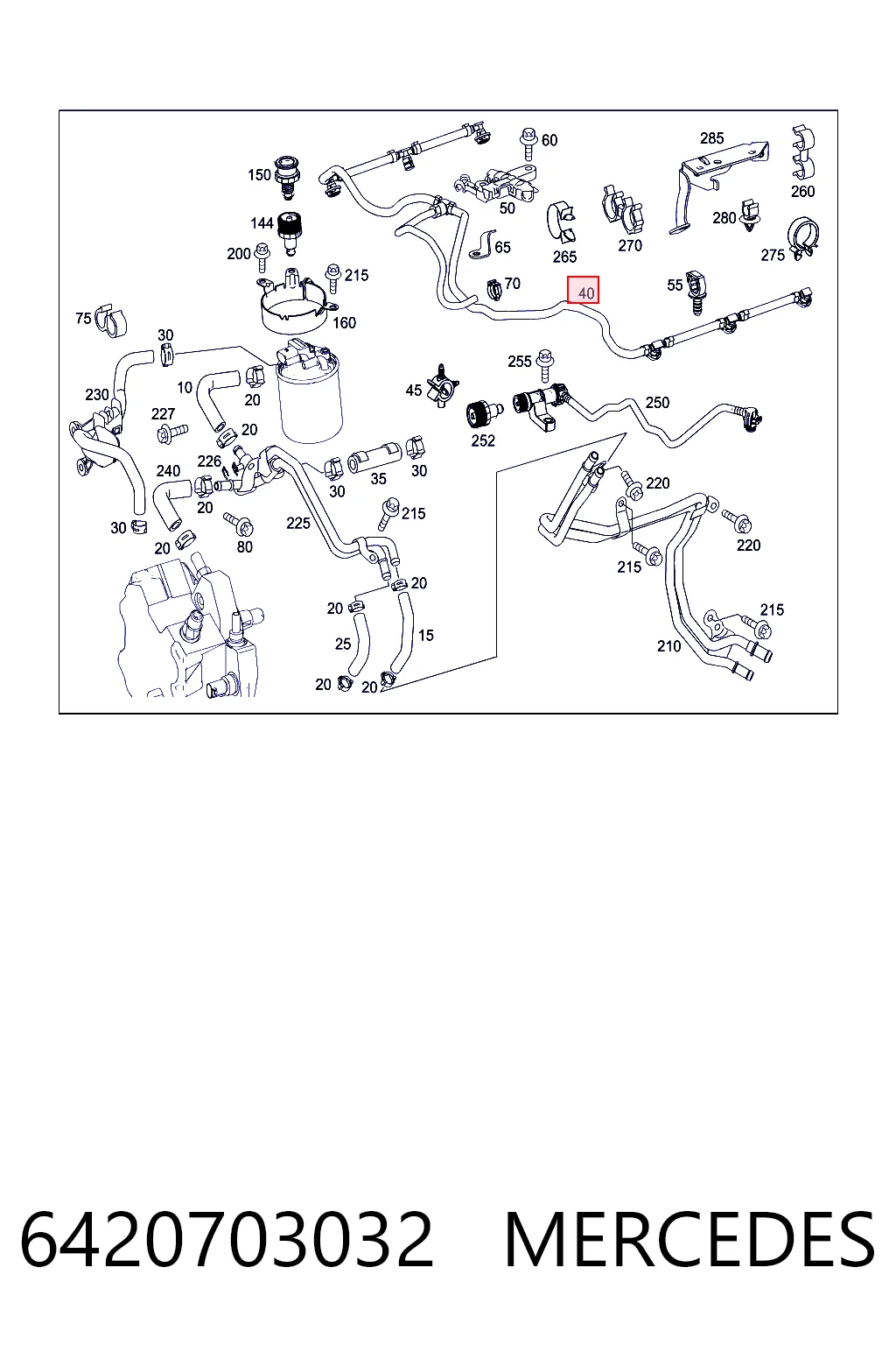6420703032 Mercedes Tubo flexible, combustible de fuga 