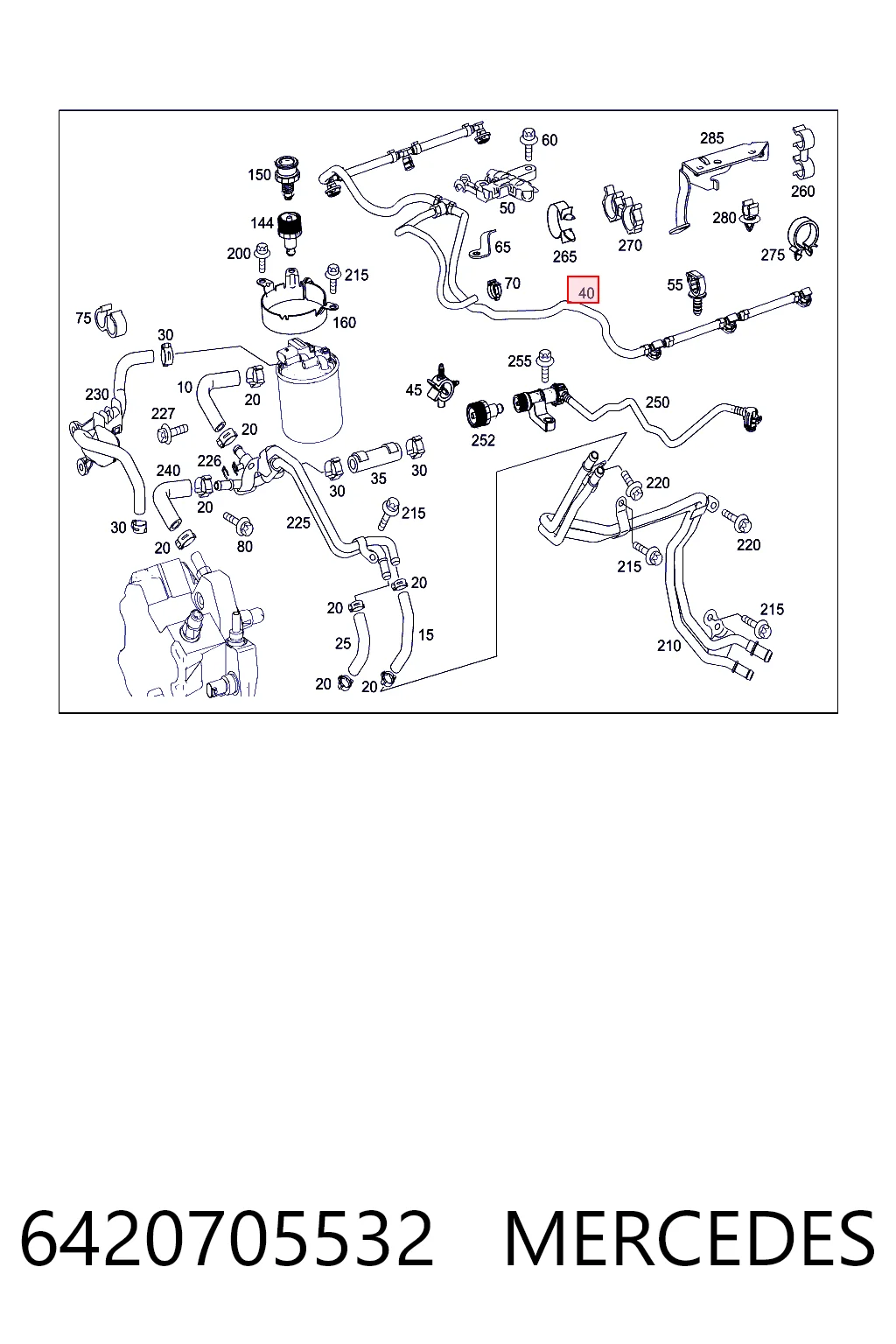 6420705532 Mercedes Tubo flexible, combustible de fuga 