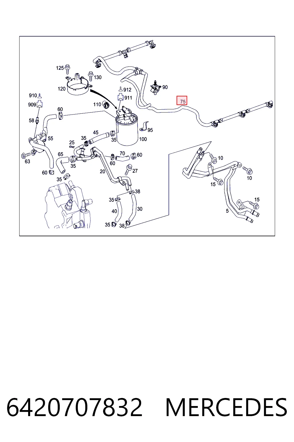 6420707832 Mercedes Tubo flexible, combustible de fuga 