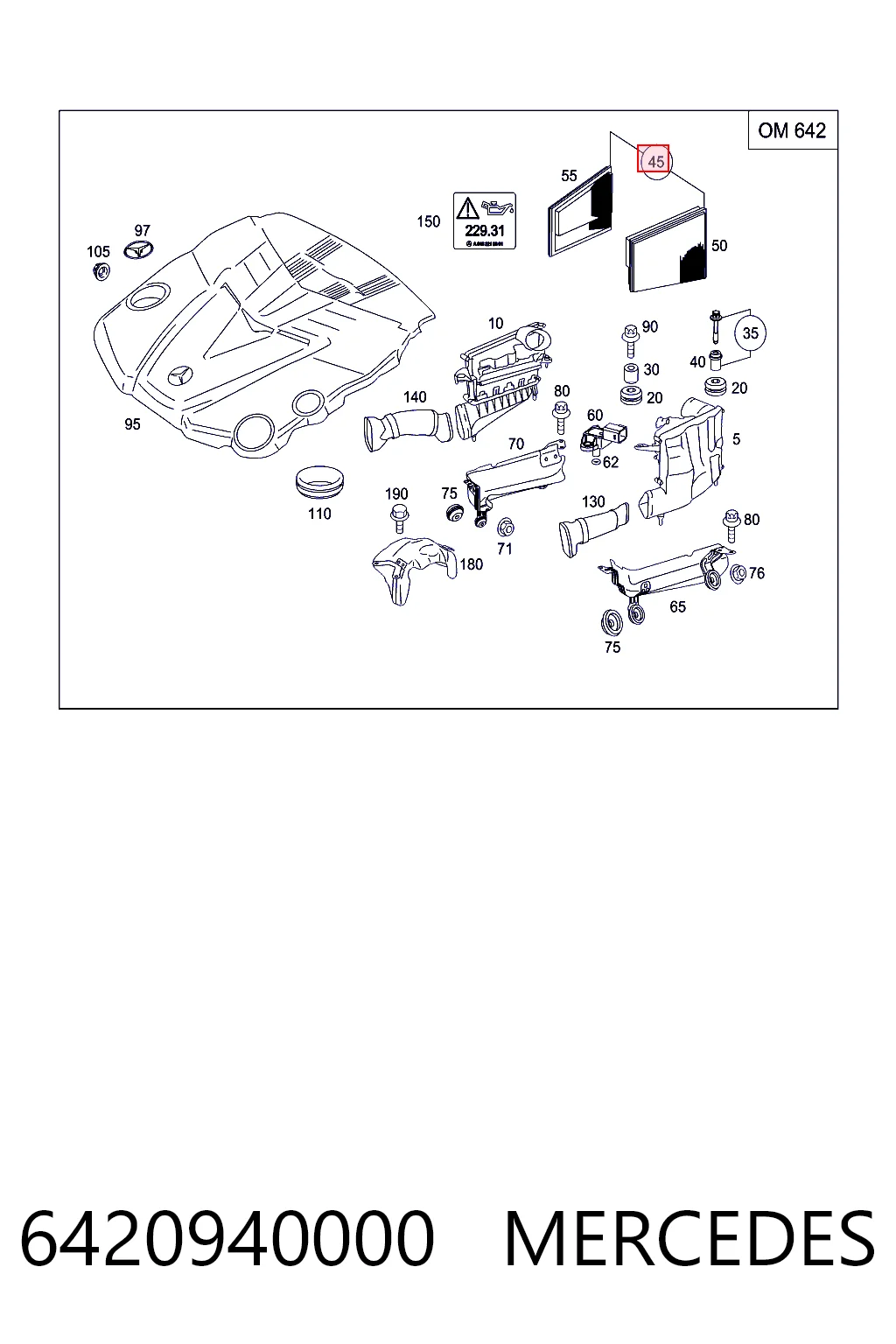6420940000 Mercedes Filtro de aire de motor