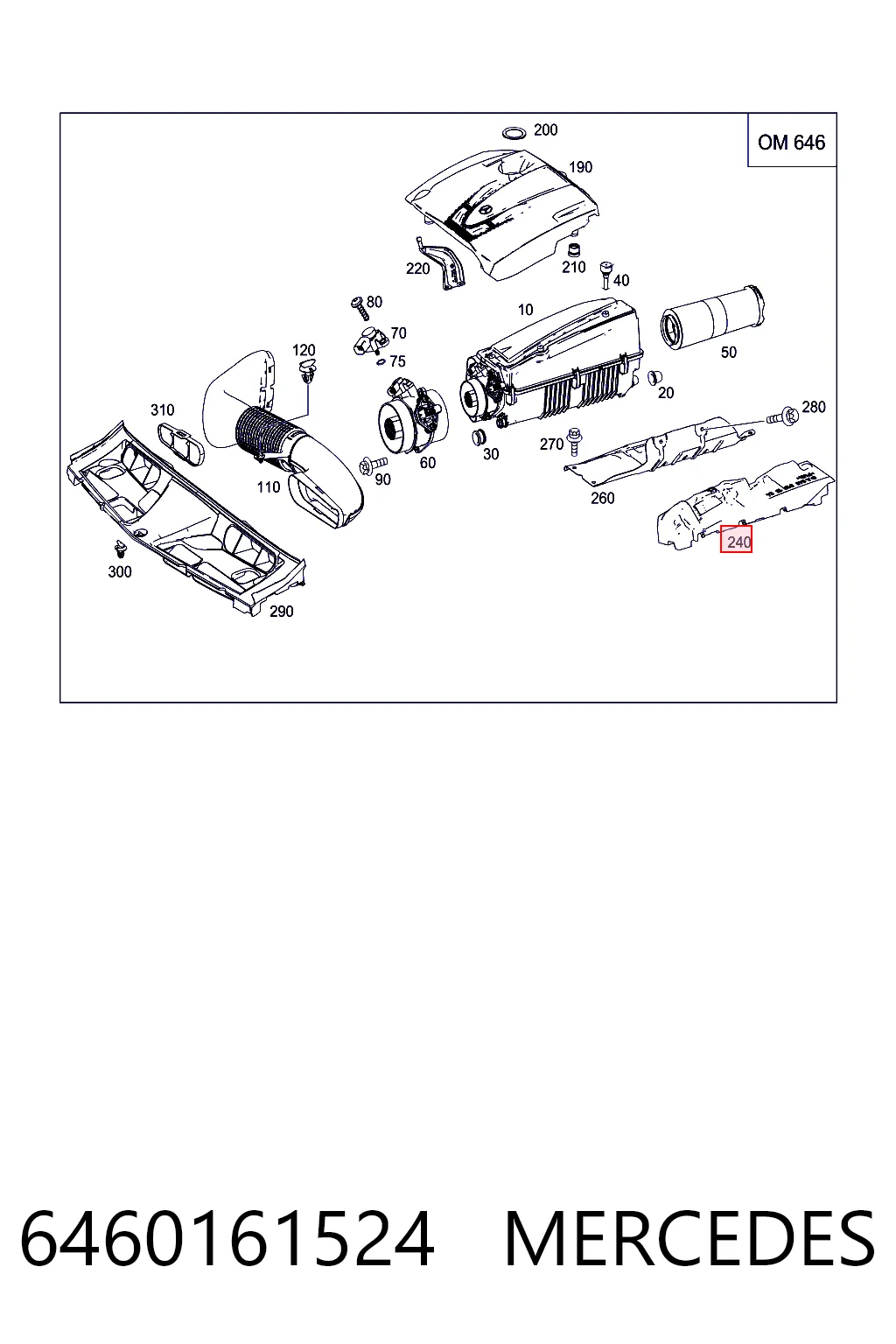 Cubierta decorativa del motor 6460161524 MERCEDES