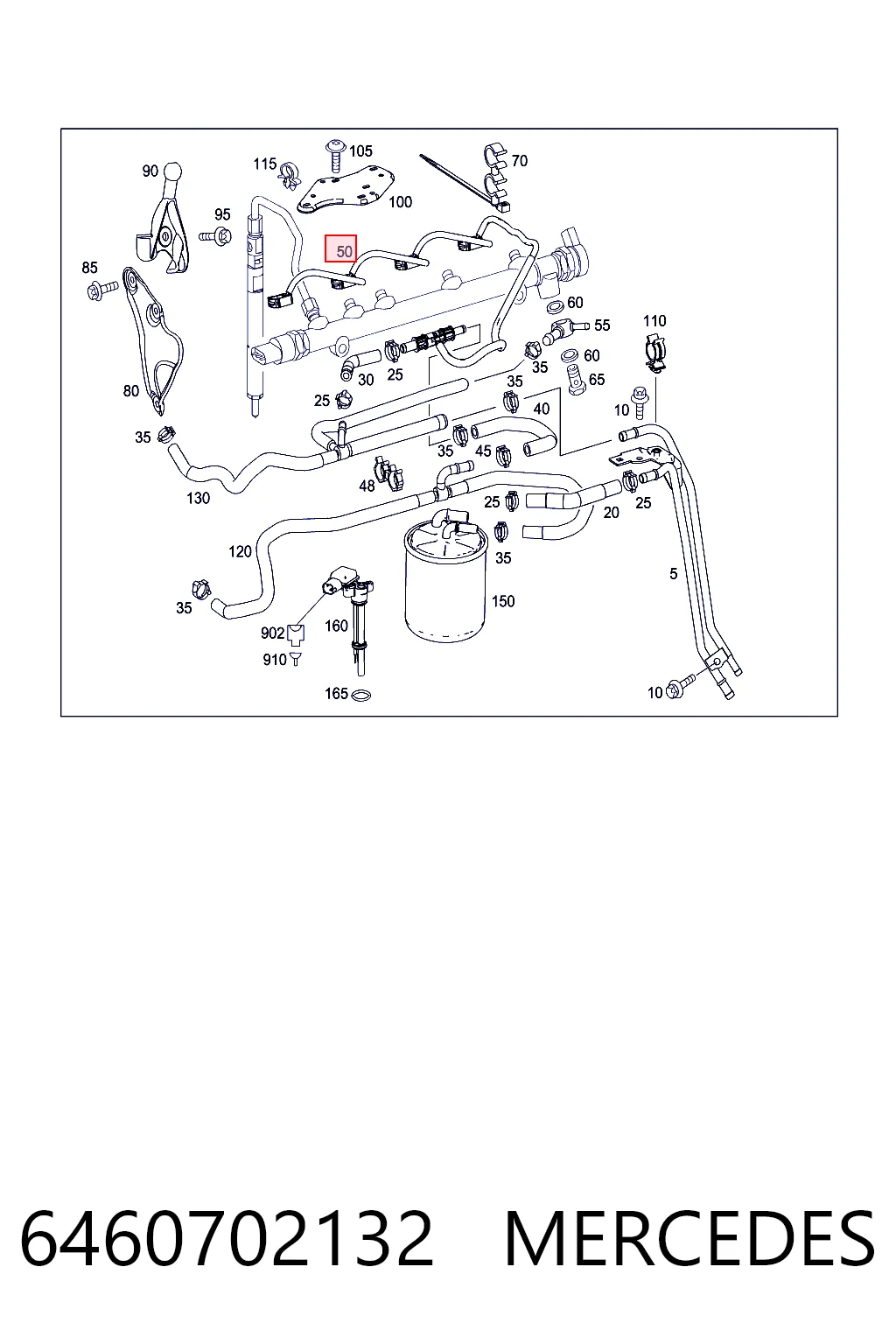 6460702132 Mercedes Tubo flexible, combustible de fuga 