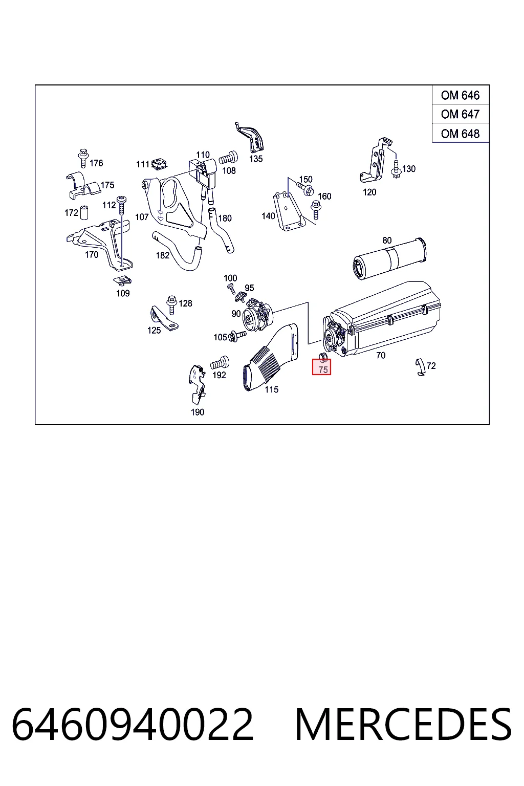 Soporte de la caja del filtro de aire 6460940022 MERCEDES