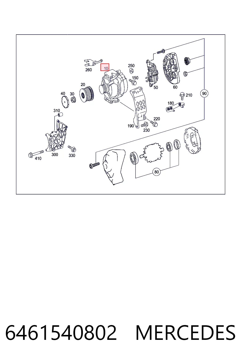 6461540802 Mercedes Alternador de coche