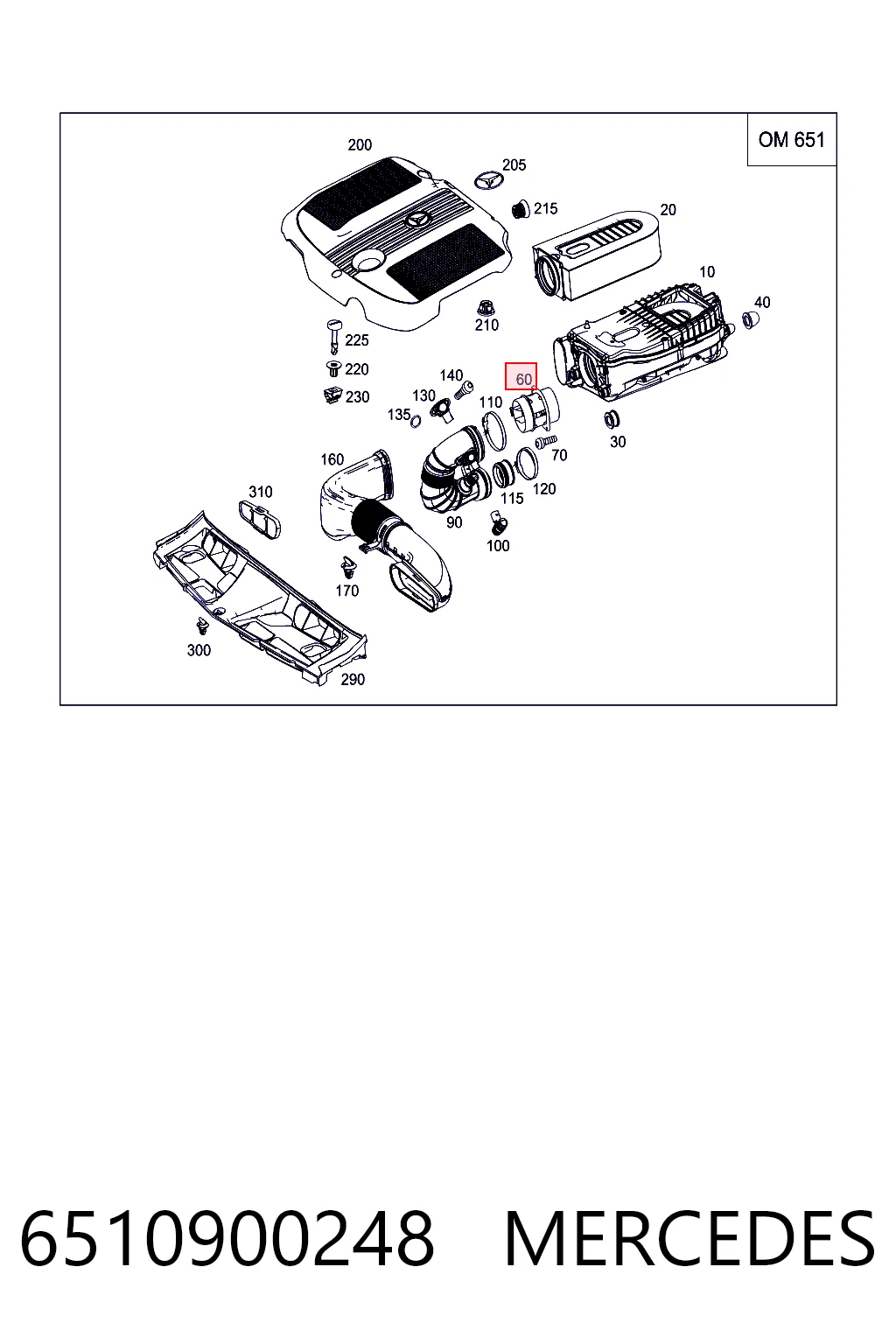 6510900248 Mercedes Sensor de flujo de aire