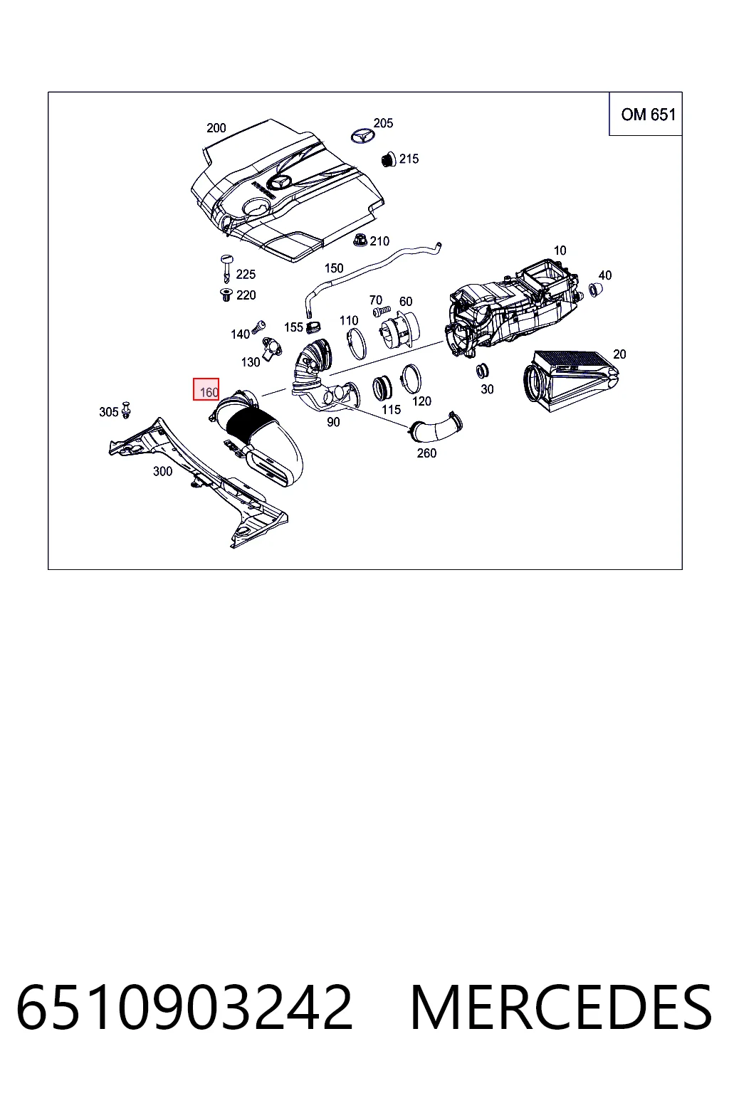 6510903242 Mercedes Tubo flexible de aspiración, filtro de aire