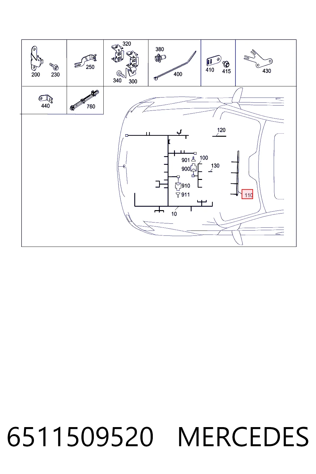 Mazo de cables del compartimiento del motor 6511509520 MERCEDES