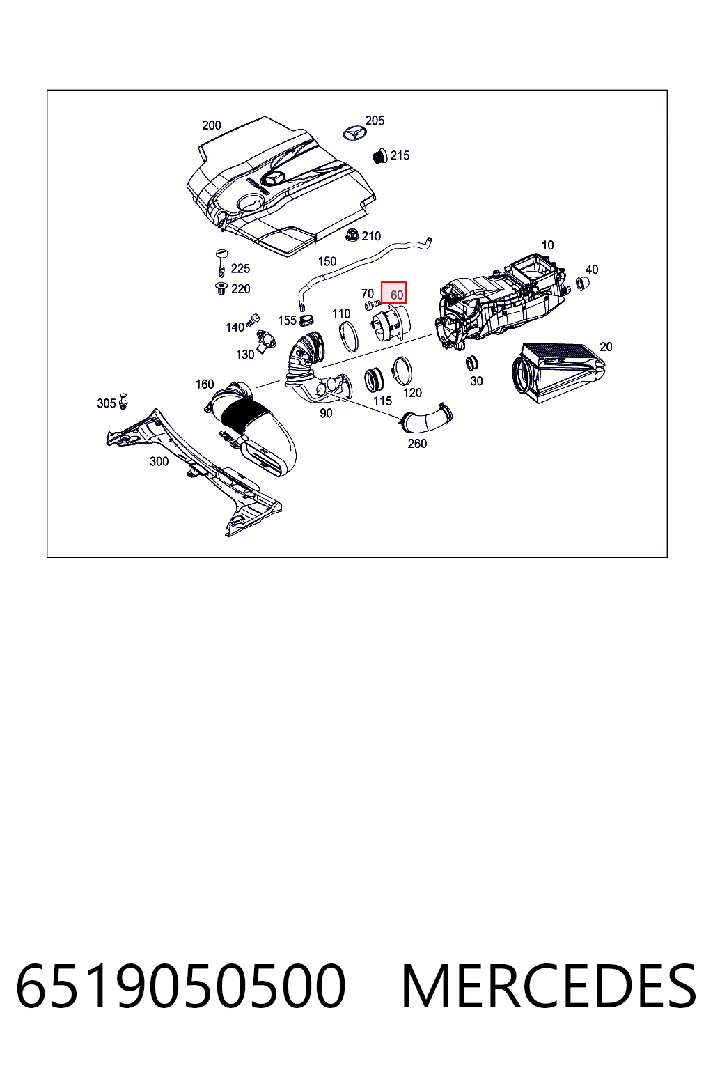 6519050500 Mercedes Sensor de flujo de aire