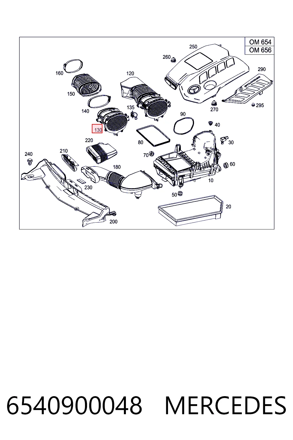 Sensor de flujo de masa de aire 6540900048 MERCEDES